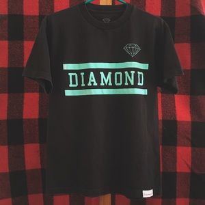 DIAMOND SUPPLY CO Black & Turquoise Logo Tee Shirt